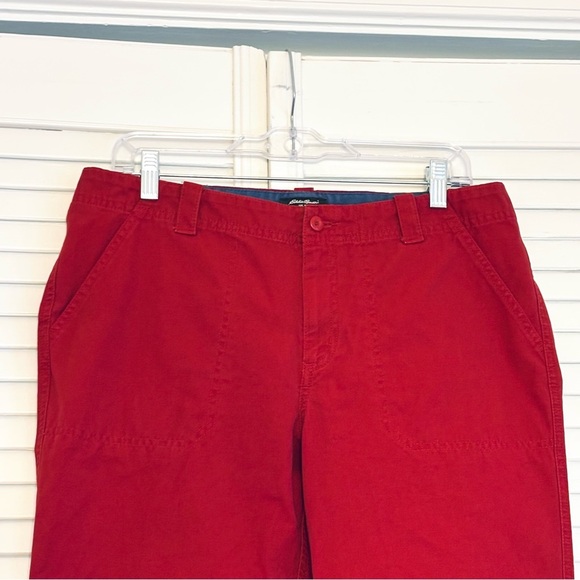 Eddie Bauer Vashon Fit Red Capri Crop Pants Cotton Size 10 - Picture 2 of 7